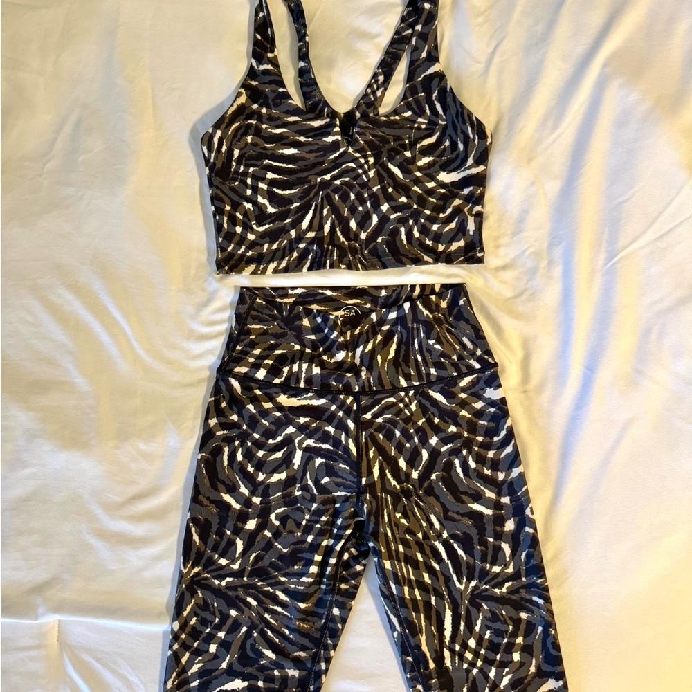 Sage Collective Zebra Print Activewear Set